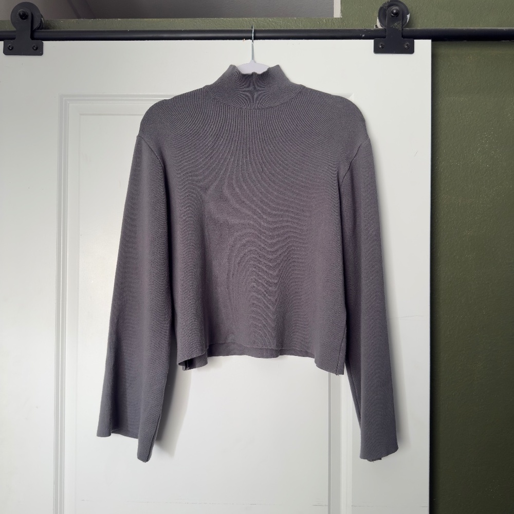 The Frankie Shop Grey Mock neck Bell Sleeve Size M